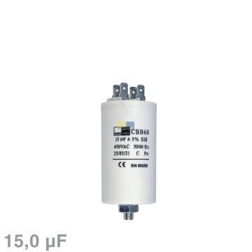 Kondensator 15,00ÂµF 450V mit Steckfahnen und Befestigungsschraube CBB60