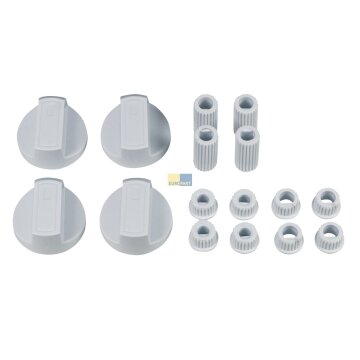 Knebelset 38mmØ weiß mit Adaptern Universal für Kochfeld alle Marken 16-teilig