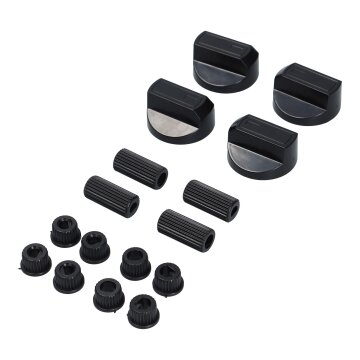 Knebelset 38mmØ schwarz mit Adaptern Universal für Kochfeld alle Marken 16-teilig
