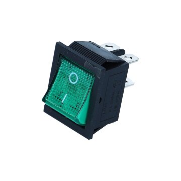 Ausschalter 2-polig grün leuchtend 22 mm x 30 mm 16A Universal