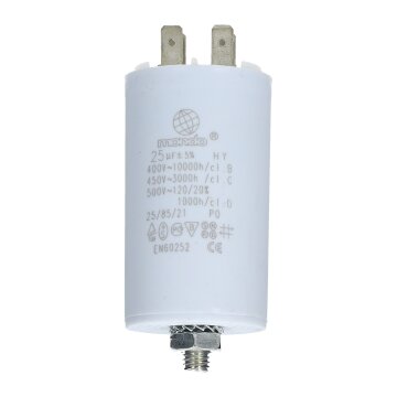 Kondensator Anlaufkondensator Waschmaschine 25,00µF 450V mit Steckfahnen