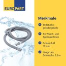 Universal Ablaufschlauchverlängerung 2,5m Waschmaschine Spülmaschine