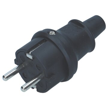 Schukostecker Vollgummi für Leitungen bis H 07 RN-F 3x1,5mm² schwarz kompatibel mit Bachmann