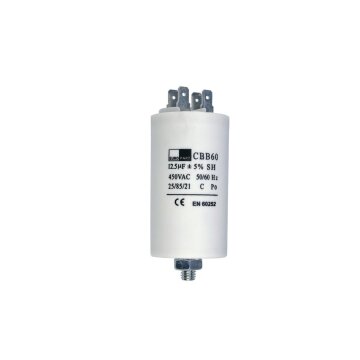 LUTH Premium Profi Parts Kondensator Anlaufkondensator 12,50µF 450V universal mit Steckfahnen und Befestigungsschraube CBB60 kompatibel mit Bauknecht Whirlpool 481912118282