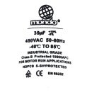 Anlaufkondensator  Kondensator 35µF 450V universal mit Steckfahnen und Befestigungsschraube CBB60