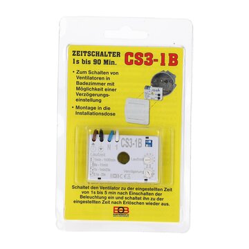Zeitschalter Zeitschaltuhr Ventilator Badlüfter Badventilatoren CS3-1B Nachlaufrelais elektronisch Unterputz