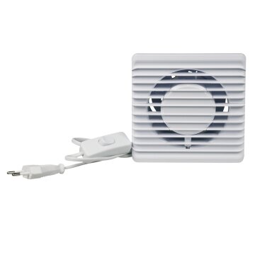 Wohnraumventilator 100erR weiß mit Ein-/Ausschalter am Kabel für Wand Bad Toilette etc