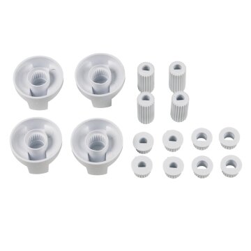 Knebelset 38mmØ weiß mit Adaptern Universal für Kochfeld alle Marken 16-teilig