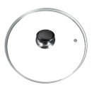 Glasdeckel universal 200mmØ mit Knopfgriff und Edelstahlschutzrand für Töpfe Pfannen