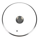 Glasdeckel universal 200mmØ mit Knopfgriff und Edelstahlschutzrand für Töpfe Pfannen