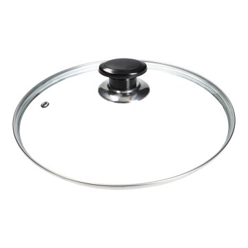 LUTH Premium Profi Parts Glasdeckel universal 200mmØ mit Knopfgriff und Edelstahlschutzrand für Töpfe Pfannen