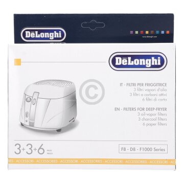 DeLonghi Filterset Fettfilter Kohlefilter Frittierölfilter für Fritteuse 5525101500