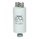 Kondensator Anlaufkondensator Waschmaschine 4,00µF 450V  6,3 mm AMP-Doppelsteckfahnen Bodenbefestigungsschraube M8 universal