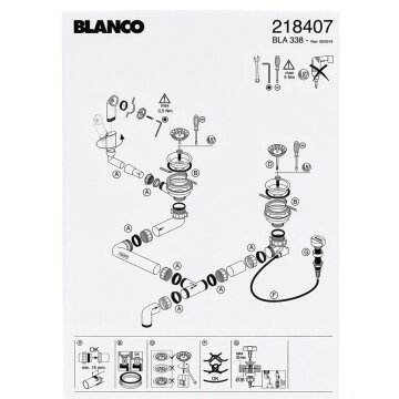LUTH Premium Profi Parts Ablaufgarnitur mit 2x Sieb Fernbedienung Überlauf kompatibel mit Blanco 218407 für Doppelspülbecken