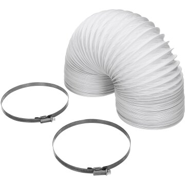 Universal 3m Abluftschlauch Ø 100 / 102mm flexibel PVC Schlauch für 100er Klimaanlage Wäschetrockner Dunstabzugshaube mit Schellen