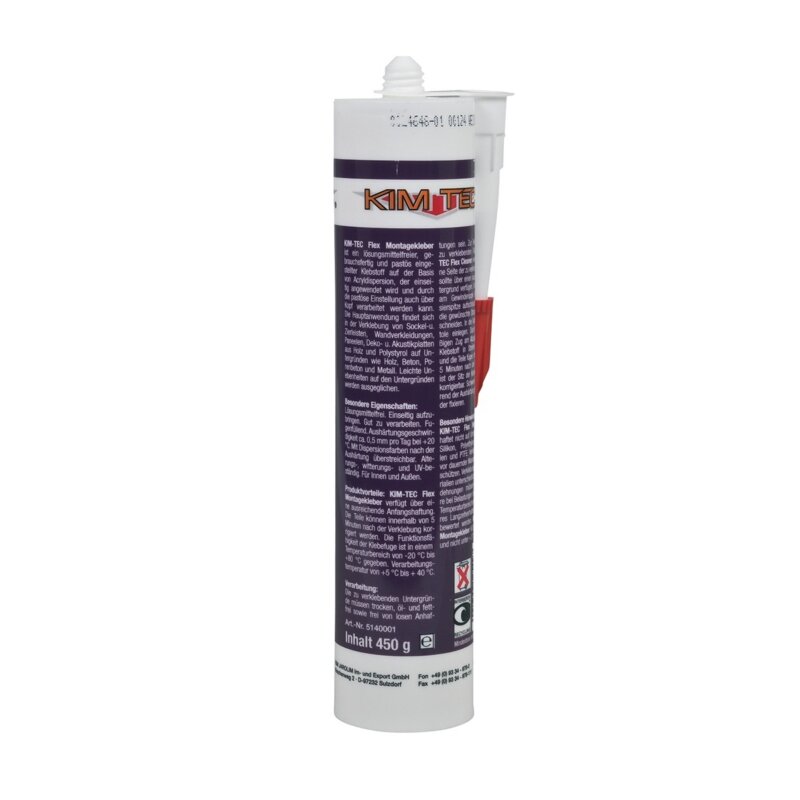 Product Image for Klebstoff Kim-Tec 5140001 Flex Montagekleber für Sockelleisten Zierleisten Wandverkleidungen Etc 450g