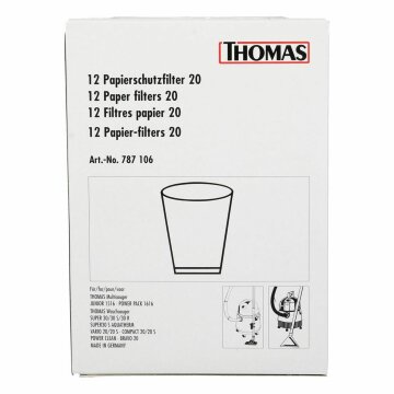 LUTH Premium Profi Parts Papierschutzfilter Thomas 787106 Nr 20 für Waschsauger 12stk