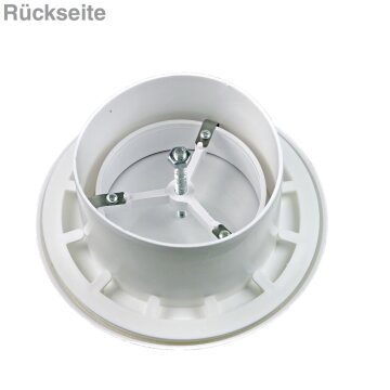 LUTH Premium Profi Parts Tellerventil 100err Weiß mit Anschlussstutzen und Befestigungsring, für Abluft und Zuluft