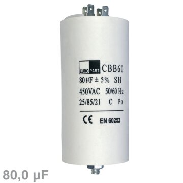 Kondensator 80,00µf 450v Universal mit Steckfahnen Und Befestigungsschraube Cbb60