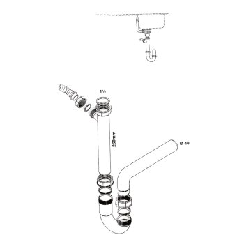 LUTH Premium Profi Parts Siphon 1 1/2"X40mm Weiß mit Geräteanschluss Weiß für Spülbecken