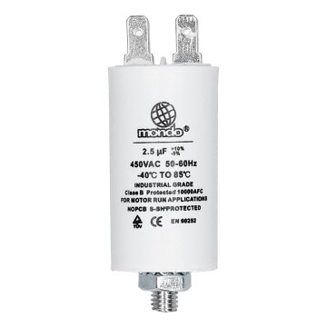 LUTH Premium Profi Parts Kondensator 2,50µf 450v Universal mit Steckfahnen Und Befestigungsschraube Cbb60