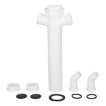 Verstellrohr 1 1/2"X40mmø mit 2 Geräteanschlüssen für Spülbeckensiphon