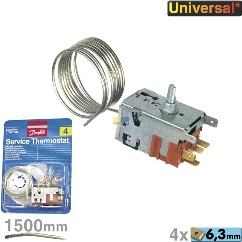 Product Image for Thermostat 077B7004 Danfoss Nr.4 1500mm AMP 4x6,3mm AMP